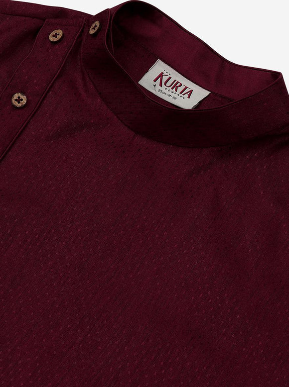 Men Maroon Floral Printed Kurta Only