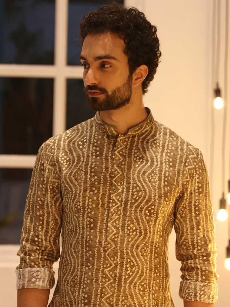 Traditional Coffee Brown Printed Kurta For Men The Kurta Company