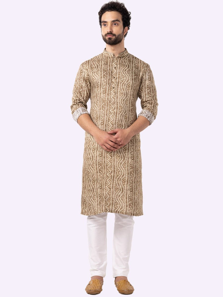 Traditional Coffee Brown Printed Kurta For Men – The Kurta Company