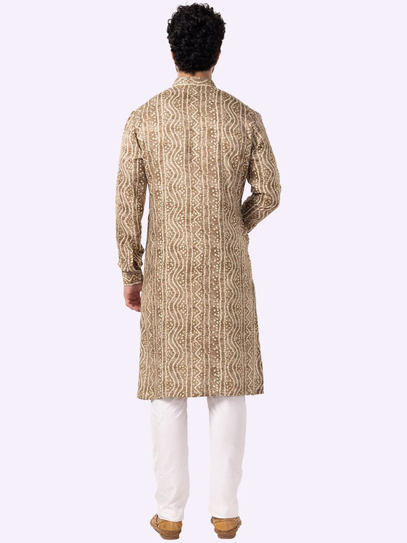 Traditional Coffee Brown Printed Kurta For Men The Kurta Company