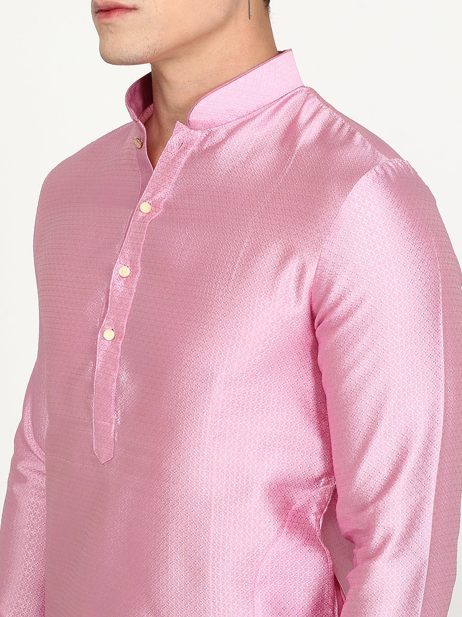 French Pink Texture Kurta - The Kurta Company