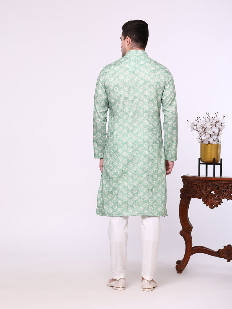 Men'S Green Printed Kurtas