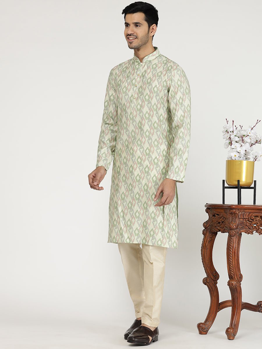 Light Pista Printed Kurta - The Kurta Company