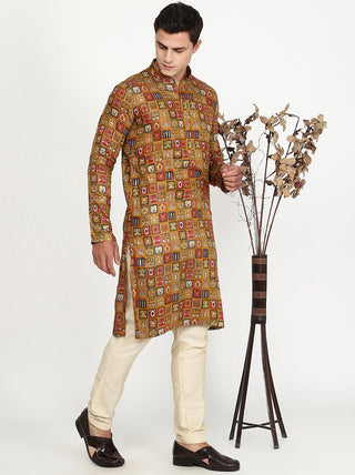 Mustard Yellow Printed Kurta - The Kurta Company