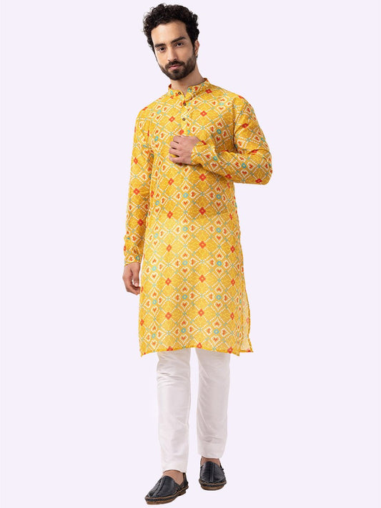 Mustard Yellow Printed Kurta The Kurta Company