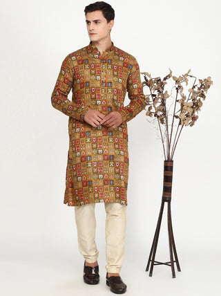 Mustard Yellow Printed Kurta - The Kurta Company