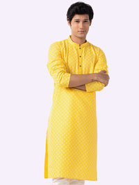 Traditional Yellow Printed Kurta for Men
