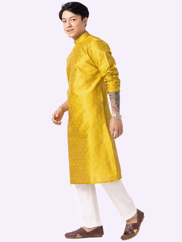 Men Yellow Printed Kurta Only