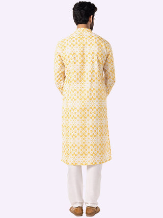 Yellow & White Printed Kurta - The Kurta Company